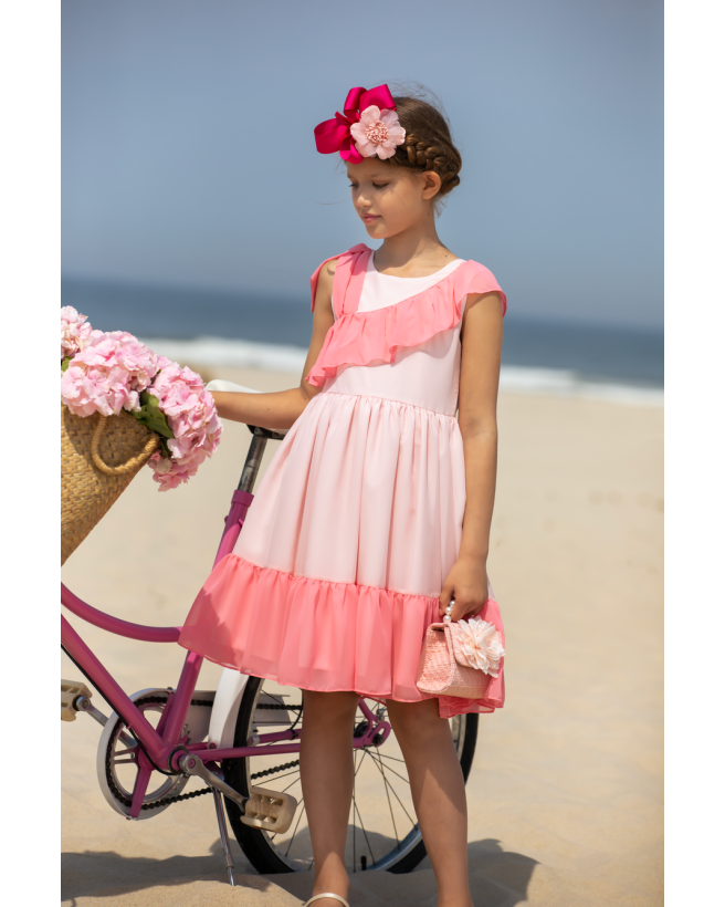 Girls coral and pink dress