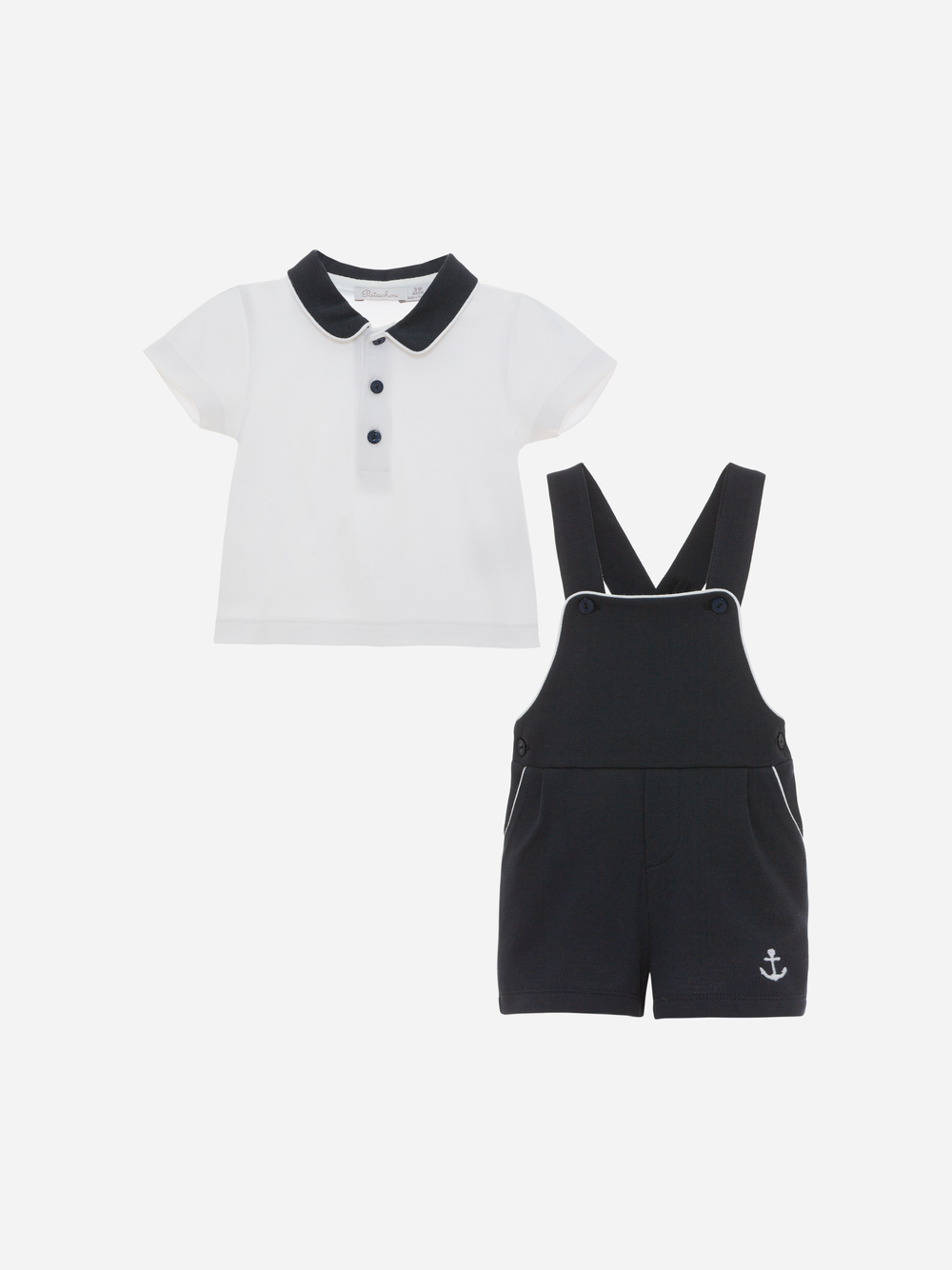 White Piquet T-shirt and Navy Piquet Shorts