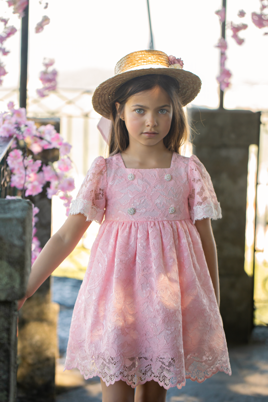 knee length dresses for ladies Lola Girls Lace Dress at Baby Beau & Belle main image 1