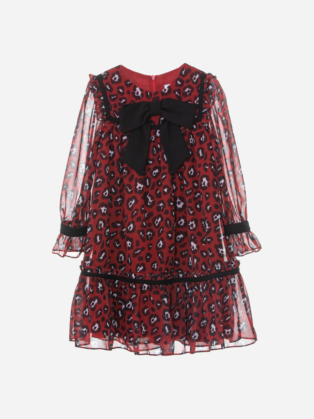 Red Leopard Print Chiffon Dress