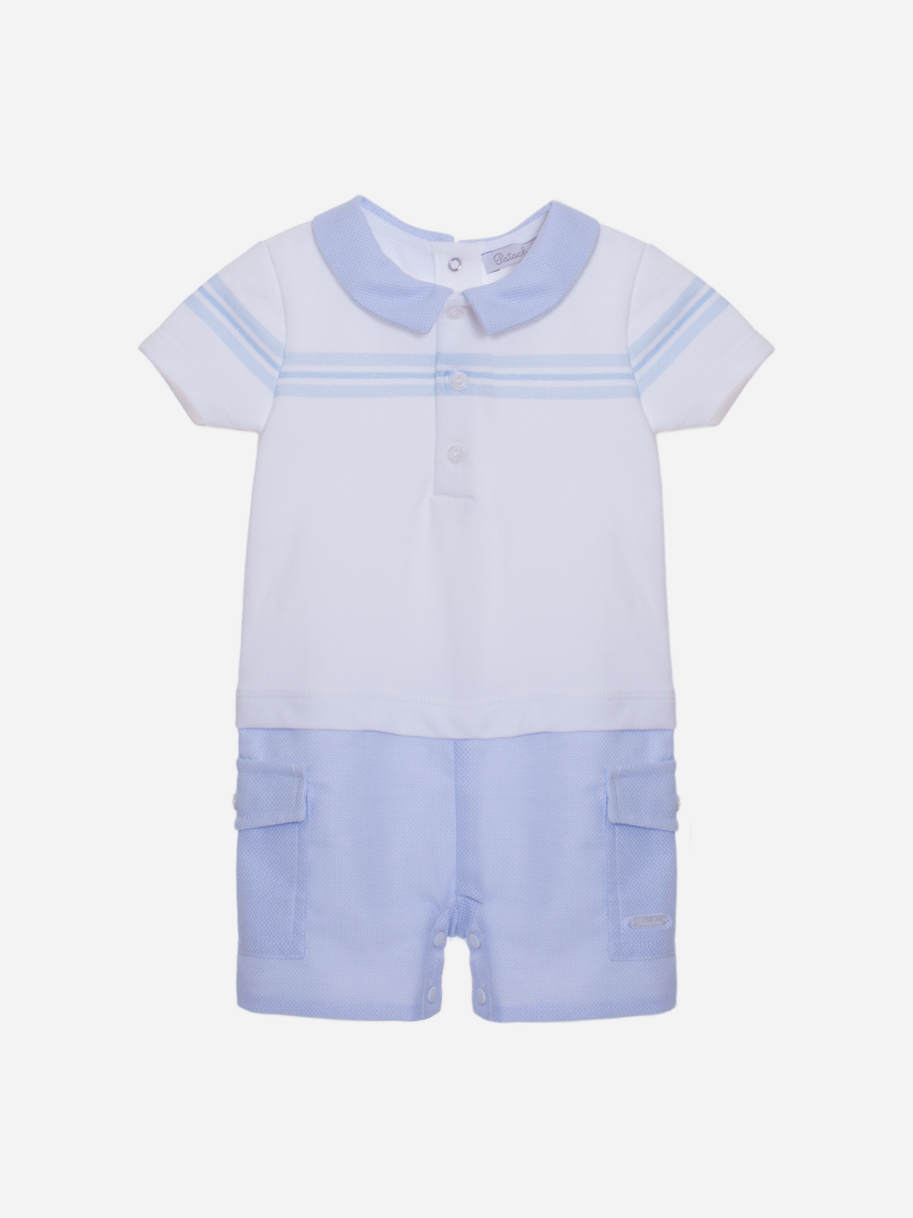 Macacão azul e branco de bebé menino