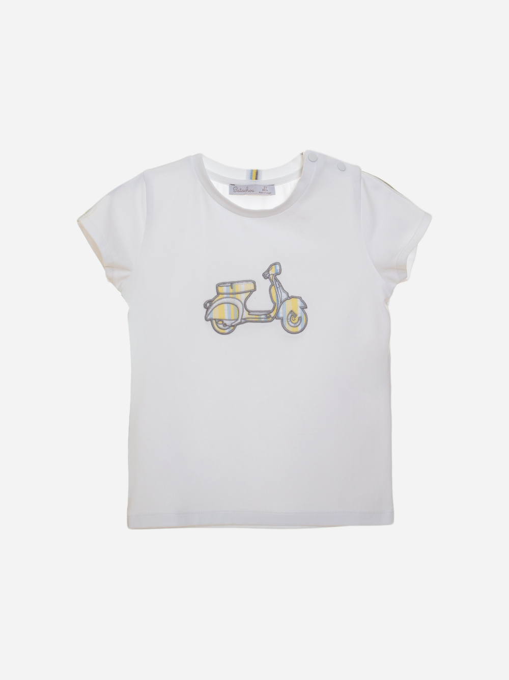 T-shirt branca de menino com bordado de mota