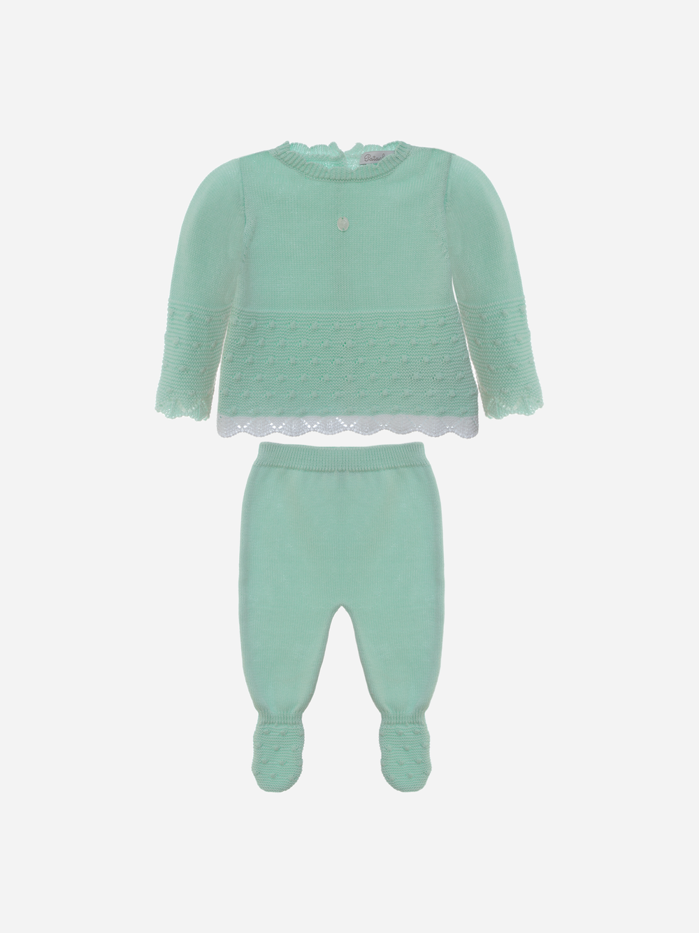 Girl's set in green water knit