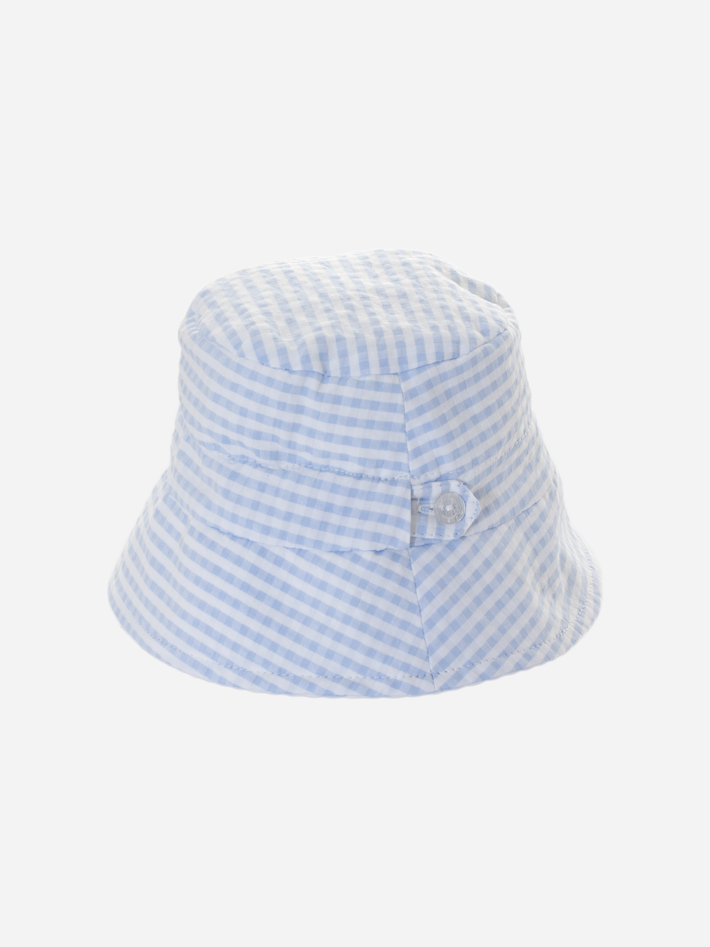 Chapéu de menino com estampado azul xadrez