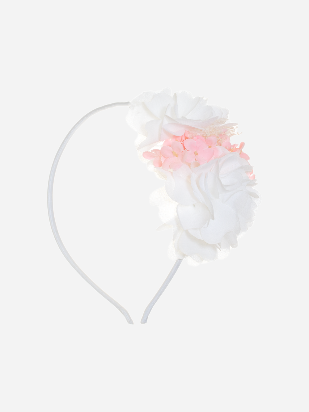 White and pink flower hairband