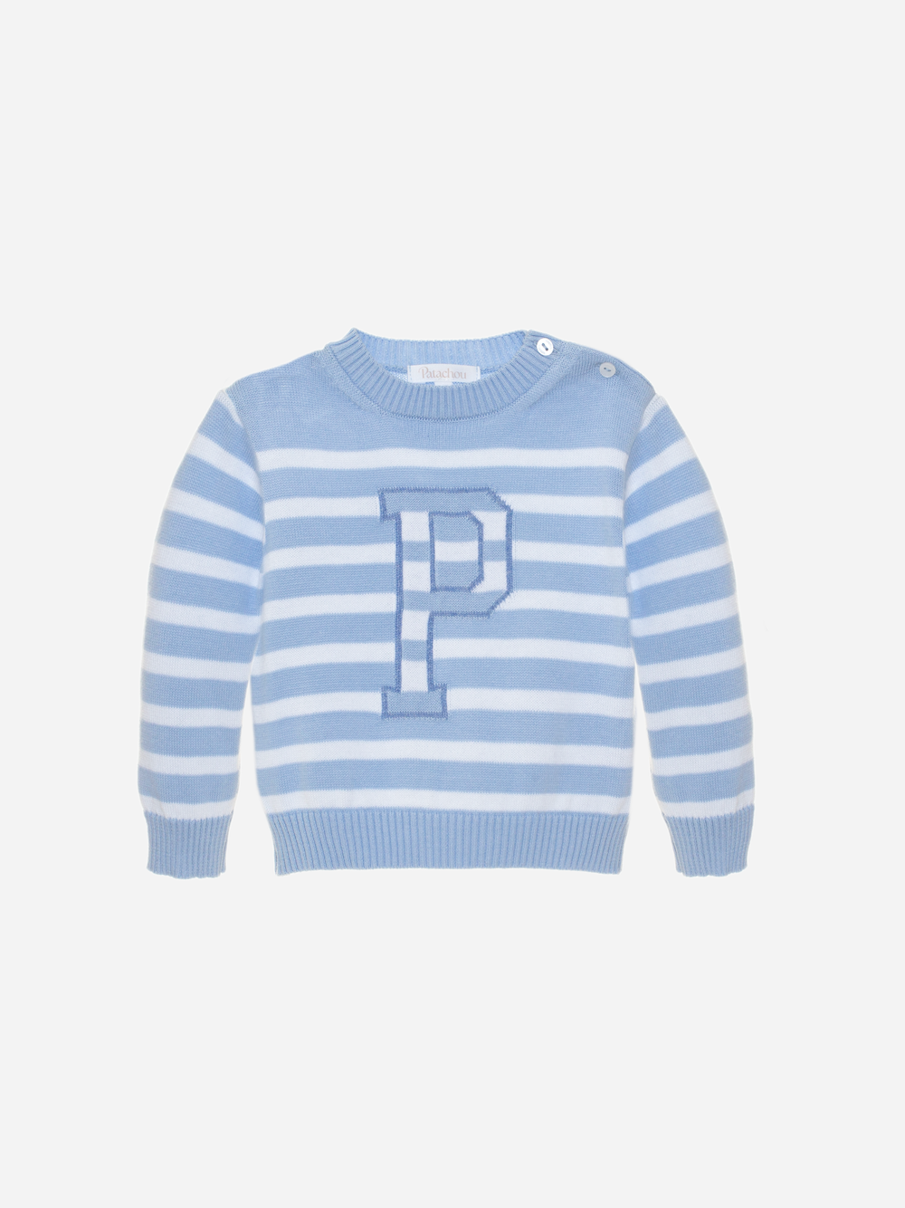 Boys blue sweater with white stripes