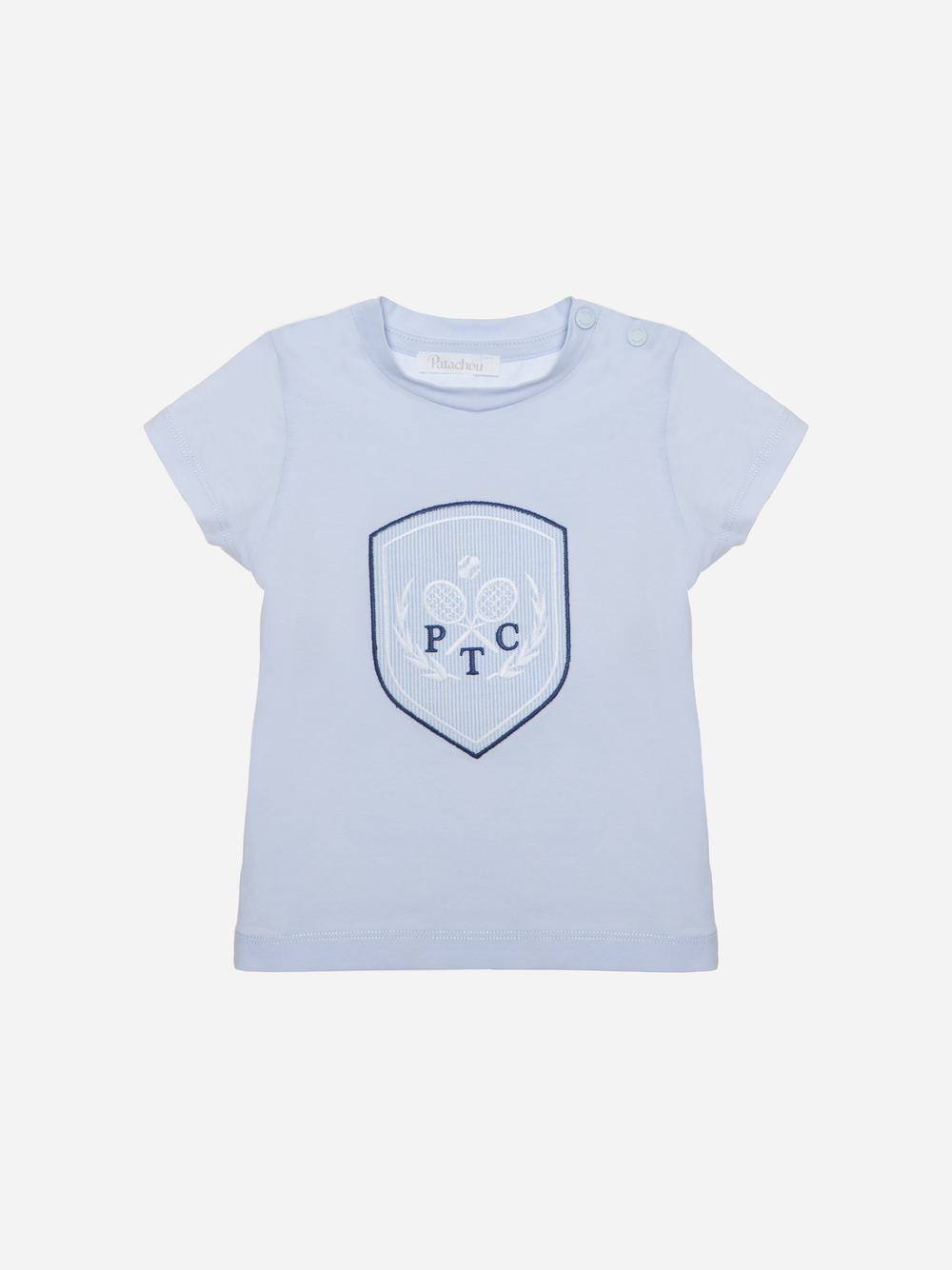 T-shirt azul de menino com estampado frontal