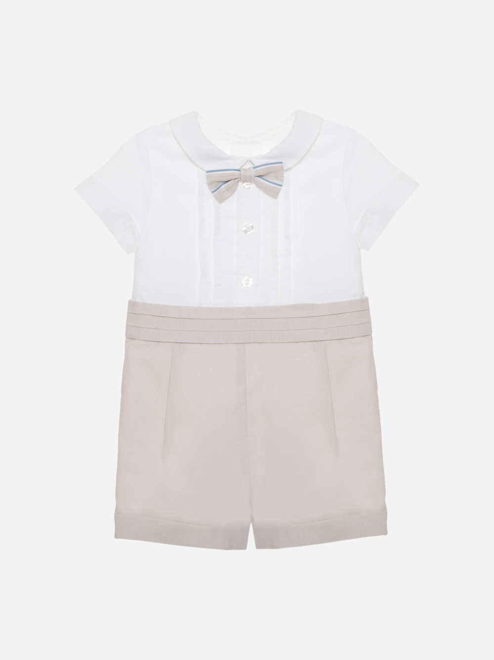 Boys beige jumpsuit with bow