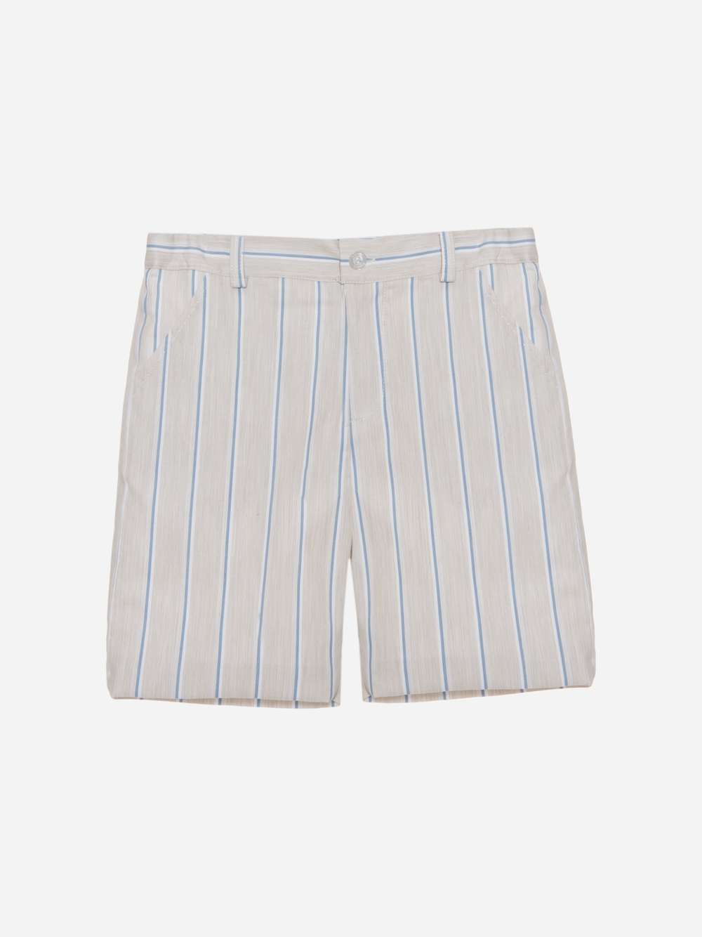 Beige blue stripes shorts