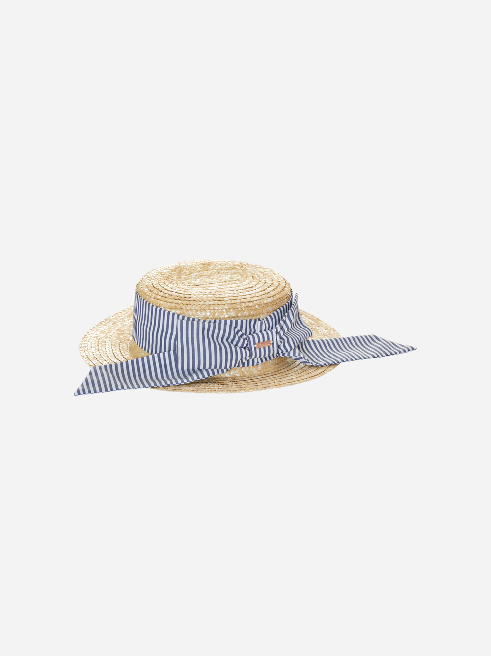 Straw hat with printed bow