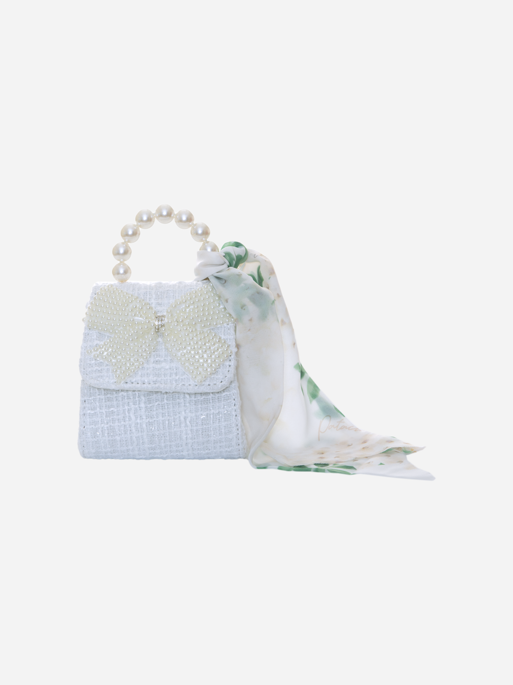 White tweed handbag