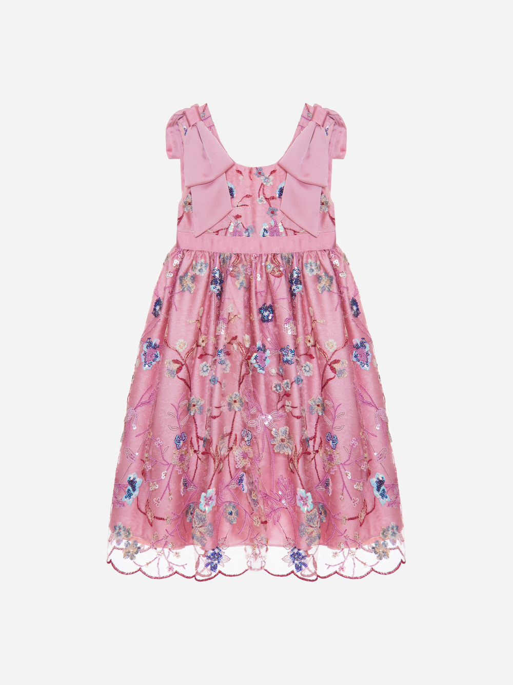 Girls pink dress with garden print