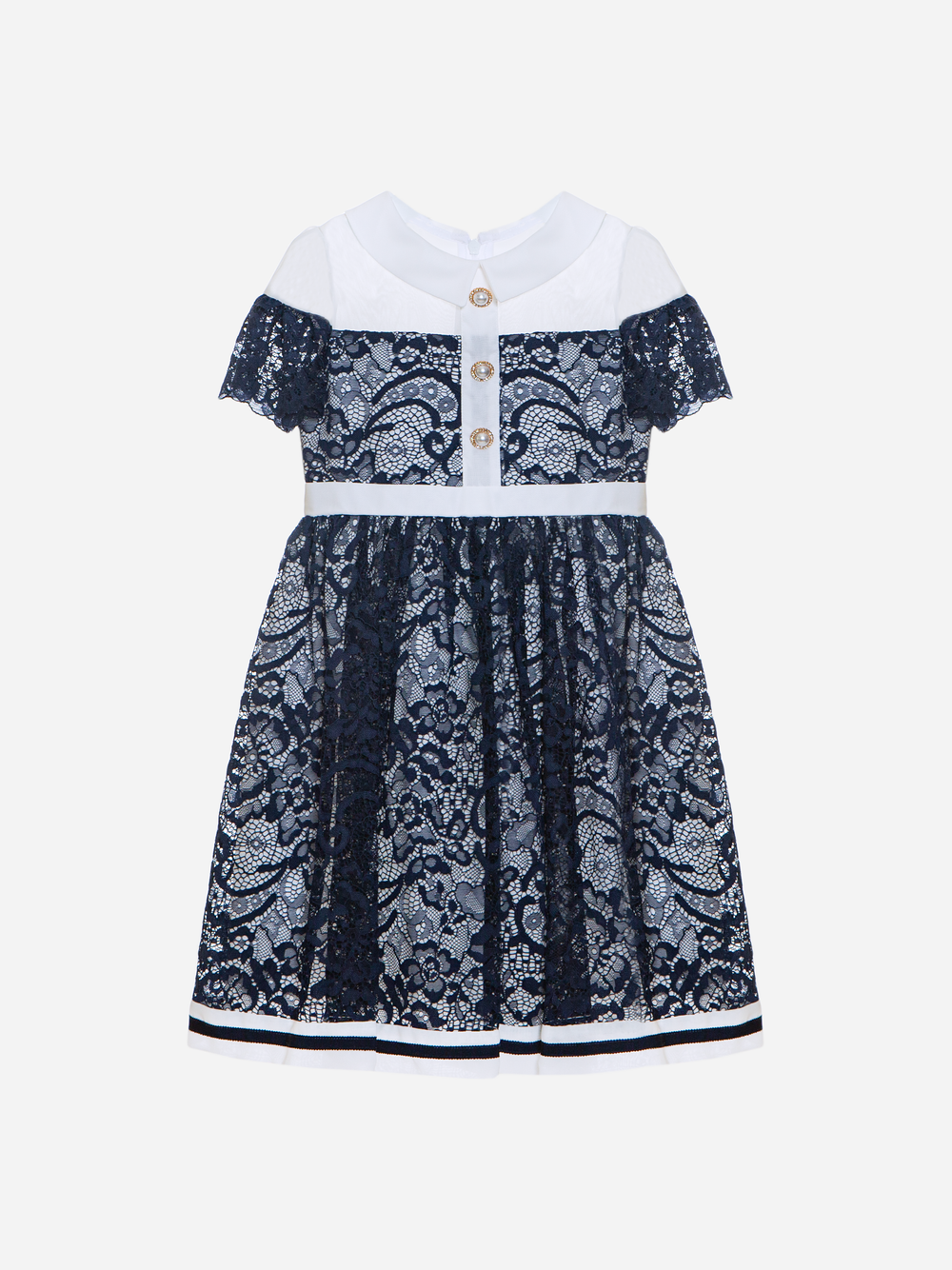 Girls navy blue lace and chiffon dress
