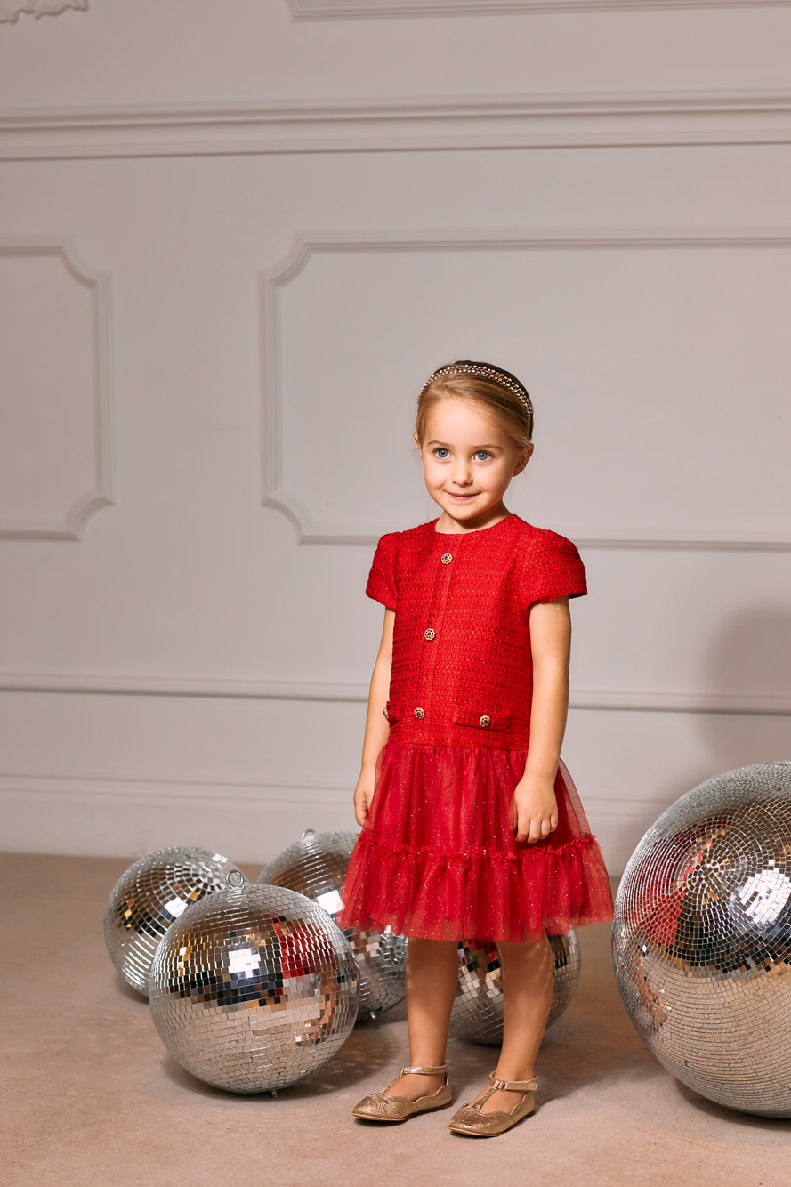 patachou red tweed dress Patachou Baby Girls Red Tweed Dress 6M