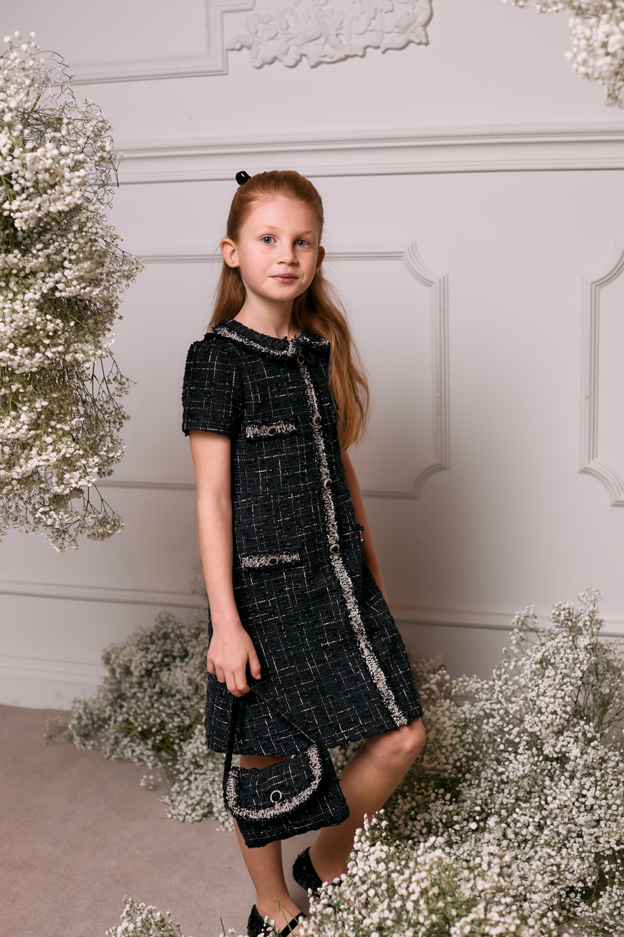 black tweed dress Red Mini This is the perfect dress for work Short Sleeve Tweed Turtle Neck,