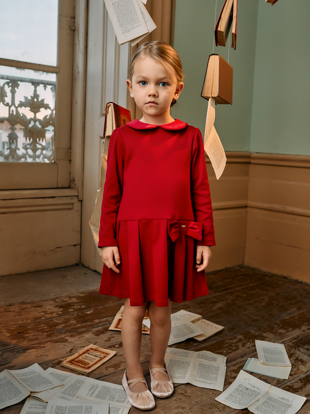 patachou red velvet dress Patachou-Younger Girls Red velvet dress