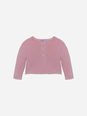 Pink tricot long sleeve cardigan