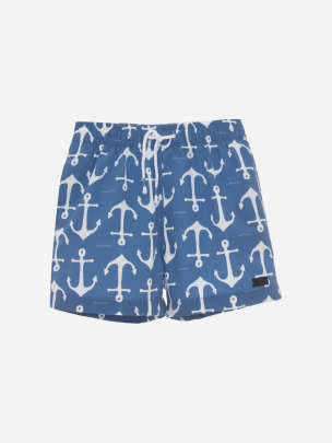 Navy Print Shorts
