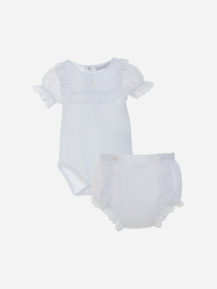 Conjunto de bebé menina em jersey branco