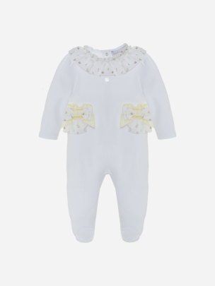 White babygrow with exclusive print