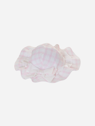 White and pink bow hat