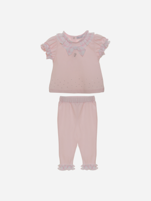 Conjunto de bebé menina em jersey rosa