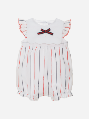 Baby girl's white romper with stripes