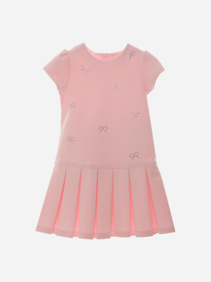 Girls pink dress with bright ties