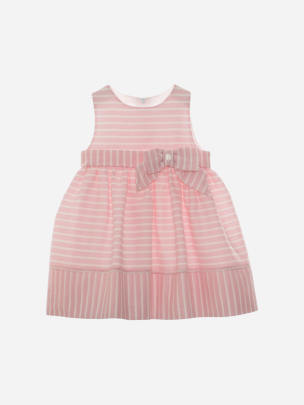 Girls pink striped dress with bow