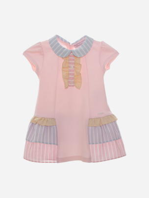 Girls pink dress with colourful details
