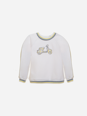 Long-sleeved sweater with an embroidered motorcycle
