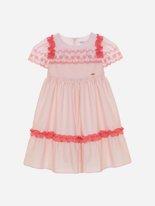 Kids girl pink and coral short sleeve dress