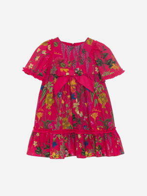 Kids girl exclusive botanic fucshia print dress
