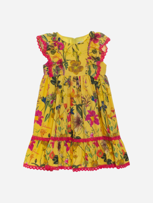 Kids girl exclusive botanic yellow print dress