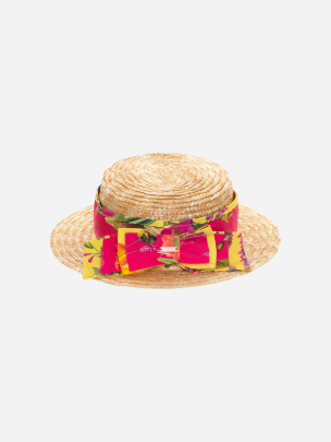 Chapéu de menina em palhinha com laço