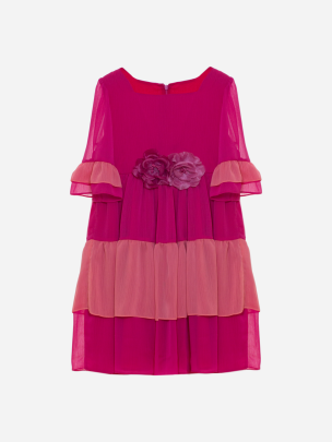 Girls fuchsia rose dress decorated with roses