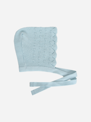 Light Blue knit baby bonnet