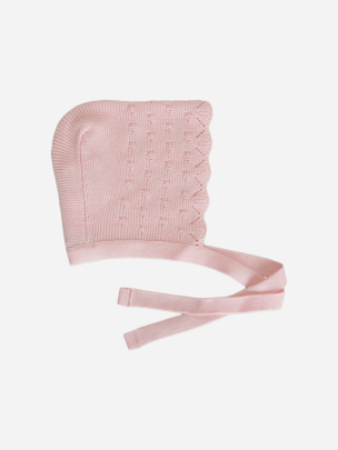 Pink knit baby bonnet