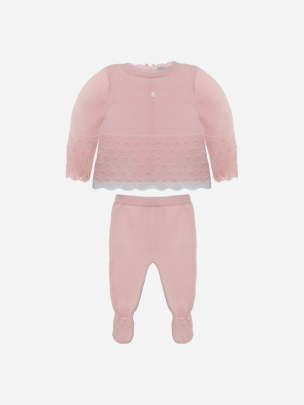 Girl's set in pink knit