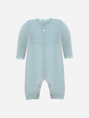 Light Blue knit babygrow for unisex