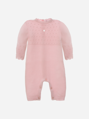 Pink knit babygrow for girls