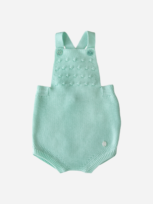 Aqua green knit baby jumpsuit