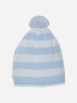 Blue striped knit bonnet