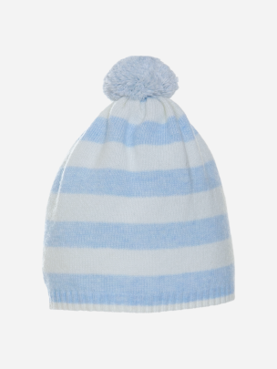 Blue striped knit bonnet