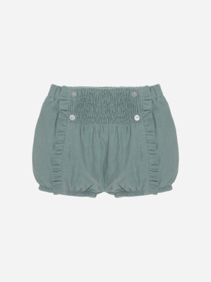 Sage green micro-corduroy shorts