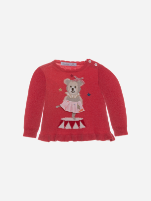 Coral bear knit sweater