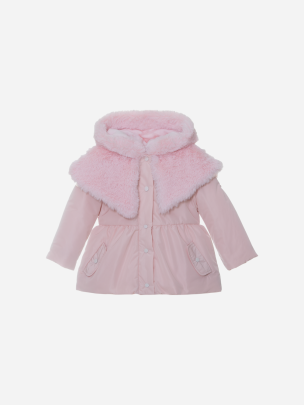 Pale pink microfibre coat