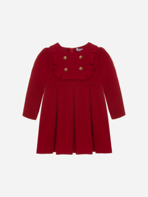 Red jersey pleated dress