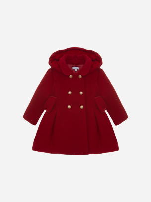 Red twill hooded coat