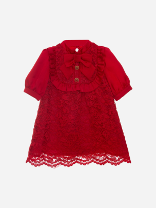 Red lace and crepe dress